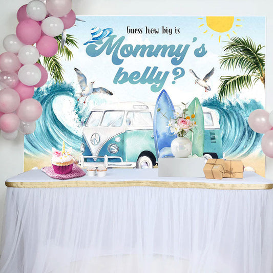 Lofaris Mommys Belly Beach Summer Gender Reveal Backdrop