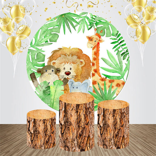 Lofaris Monstera Stump Safari Round Baby Shower Backdrop Kit