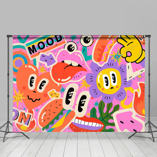 Lofaris Mood On Hand Drawing Patterns Pink Party Backdrop