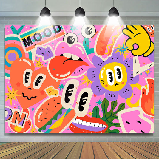 Lofaris Mood On Hand Drawing Patterns Pink Party Backdrop