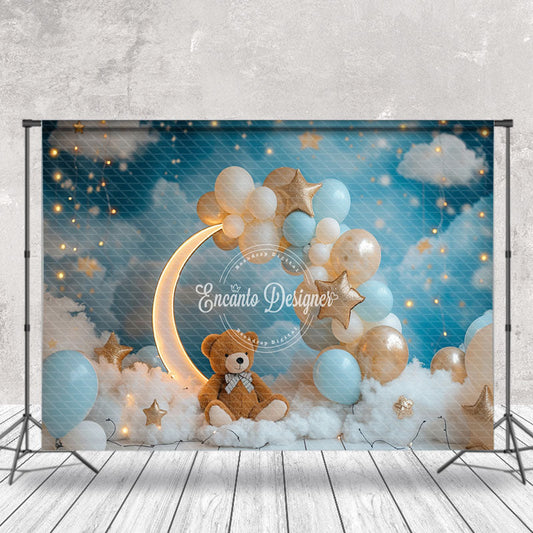 Lofaris Moon Balloon Bear Bokeh Birthday Cake Smash Backdrop