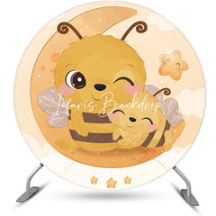 Lofaris Moon Night Stars Little Bee Honeycomb Round Backdrop