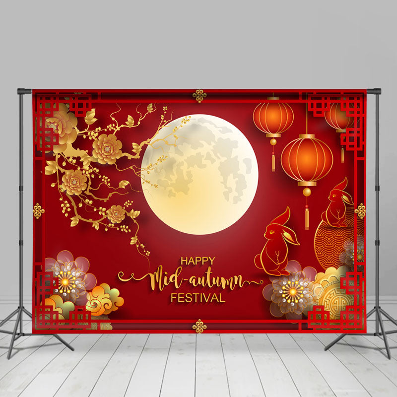Lofaris Moon Rabbit Chinese Red Mid Autumn Festival Backdrop