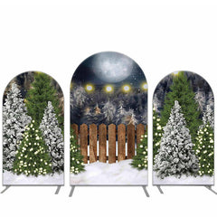 Lofaris Moon Snow Christmas Trees Party Arch Backdrop Cover
