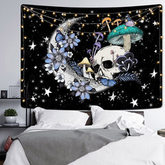 Lofaris Moon Stars Mushroom Skull Flower Butterfly Tapestry
