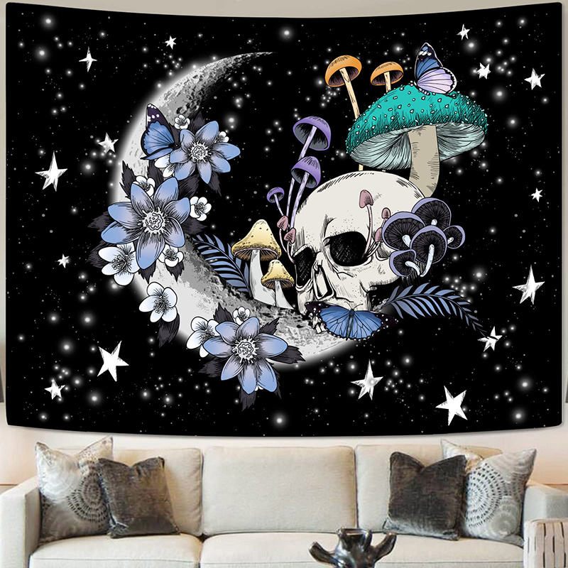 Lofaris Moon Stars Mushroom Skull Flower Butterfly Tapestry