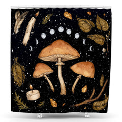 Lofaris Moon Wild Mushroom Candle Leaves Shower Curtain