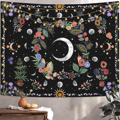 Lofaris Moonlit Colorful Flower Night Tapestry For Room Decor