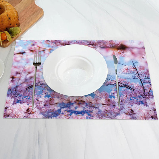 Lofaris Mount Fuji Cherry Blossoms Scape Set Of 4 Placemats