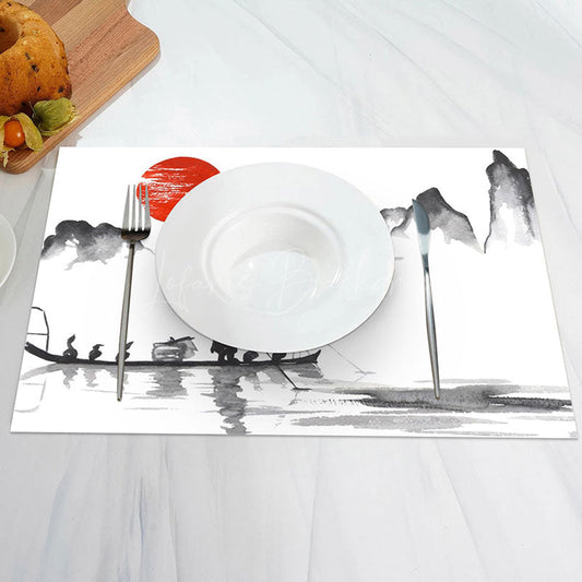 Lofaris Mountain Red Sun Fisherman Ducks Set Of 4 Placemats