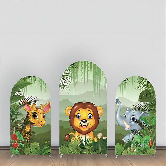 Lofaris Mountain Safari Animals Birthday Arch Backdrop Kit