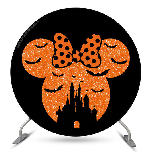 Lofaris Mousehead With Bat Castle Halloween Round Backdrop