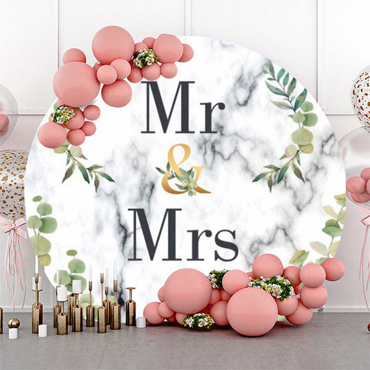Lofaris Mr Mrs Leaves Abstract Texture Round Wedding Backdrop