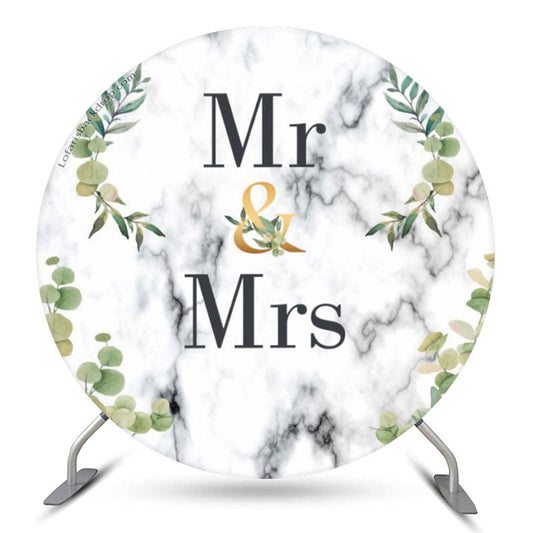 Lofaris Mr Mrs Leaves Abstract Texture Round Wedding Backdrop