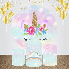 Lofaris Multicolor Bokeh Unicorn Round Birthday Backdrop Kit