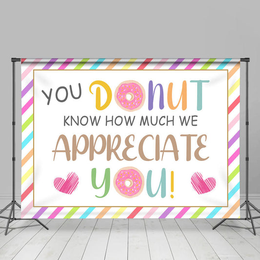 Lofaris Multicolor Donut Appreciate You Thanksgiving Backdrop