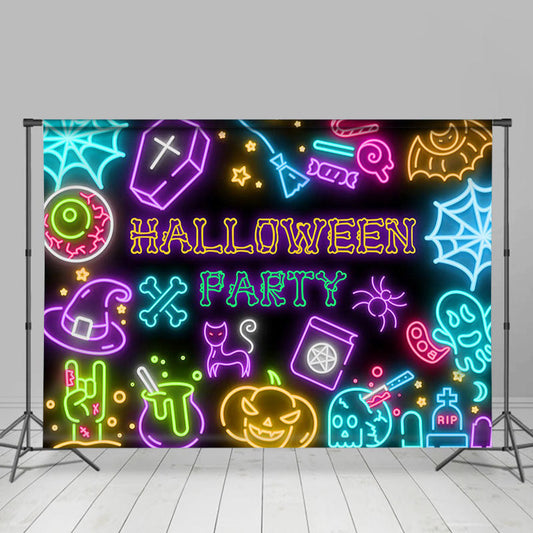 Lofaris Multicolor Neon Pattern Halloween Party Backdrop