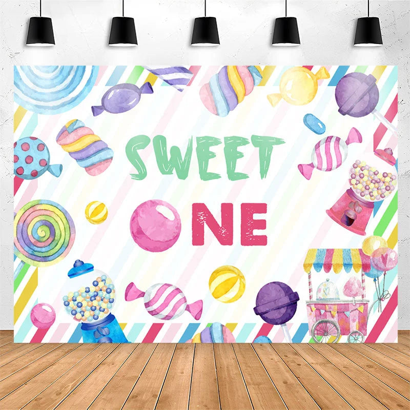 Lofaris Multicolor Sweet One Candy 1st Birthday Backdrop