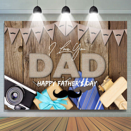 Lofaris Mustache Rustic Brown Wood Fathers Day Backdrop