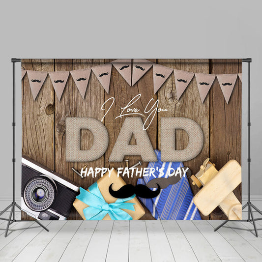 Lofaris Mustache Rustic Brown Wood Fathers Day Backdrop