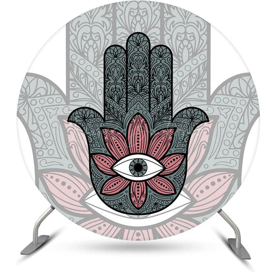 Lofaris Mysterious Boho Hamsa Hand Round Birthday Backdrop