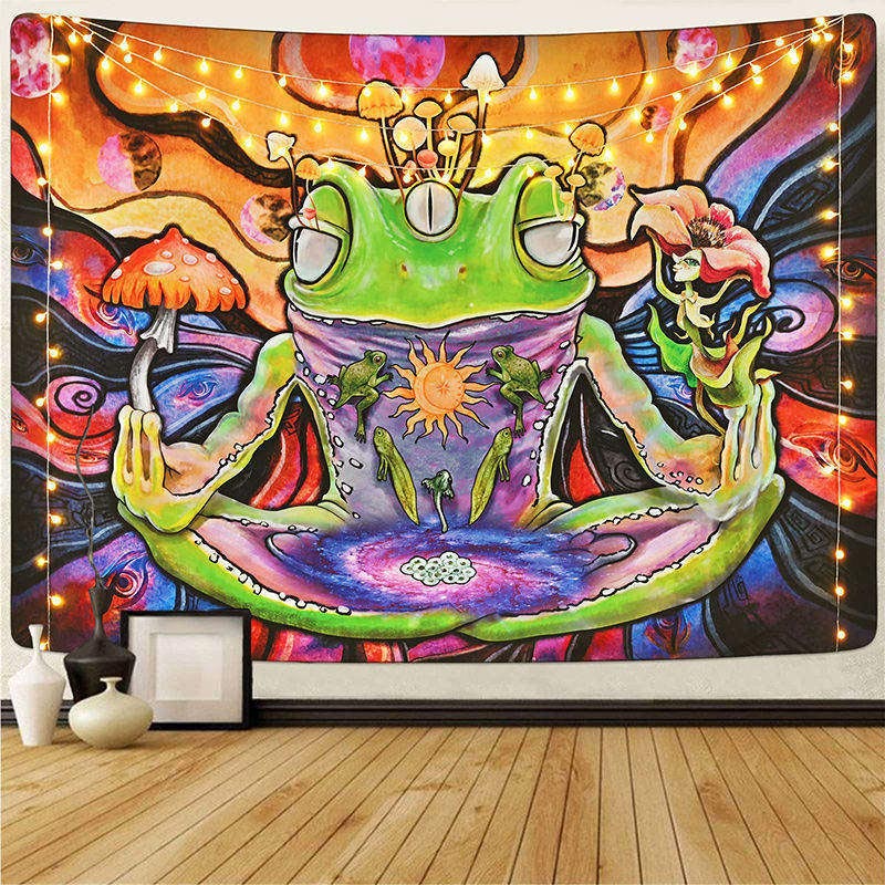 Lofaris Mystic Eyes Yoga Frog Mushroom Psychedelic Tapestry