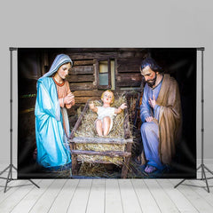 Lofaris Nativity Virgin Mary Joseph Photo Christmas Backdrop
