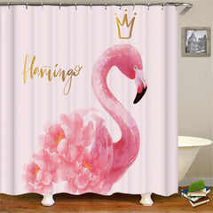 Lofaris Natural Scenery Pink Swan Decorative Bathroom Curtain
