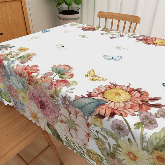 Lofaris Nature Landscape Flower Butterfly Square Tablecloth