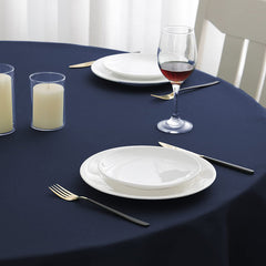 Lofaris Navy Blue 180 GSM Polyester Round Banquet Tablecloth