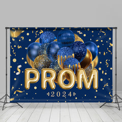 Lofaris Navy Blue Balloons Gold Ribbons Prom Party Backdrop
