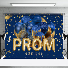 Lofaris Navy Blue Balloons Gold Ribbons Prom Party Backdrop