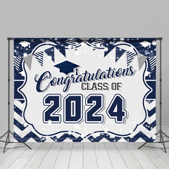 Lofaris Navy Blue Congratulations Class Of 2024 Backdrop