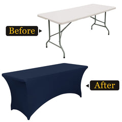 Lofaris Navy Blue Fitted Spandex Rectangle Banquet Table Cover