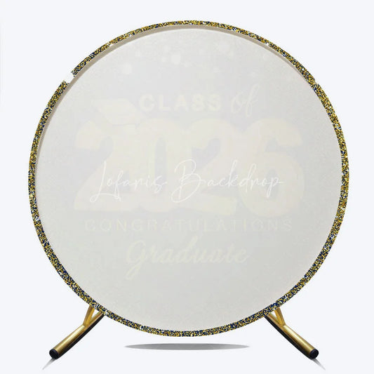 Lofaris Navy Blue Gold Spot Light Circle Graduation Backdrop