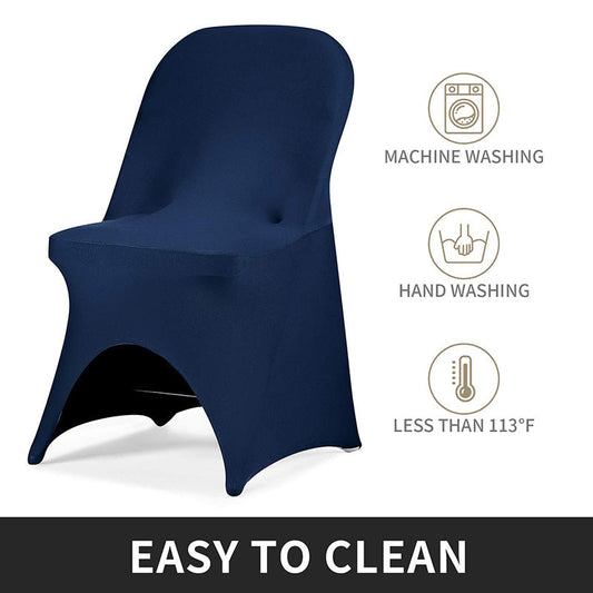 Lofaris Navy Blue Open Back Stretch Spandex Folding Chair Cover