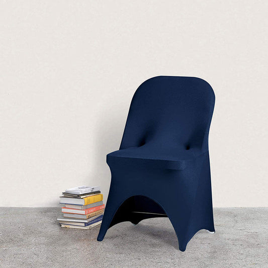 Lofaris Navy Blue Open Back Stretch Spandex Folding Chair Cover