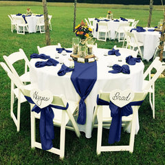 Lofaris Navy Blue Satin Universal Banquet Chair Sashes Bows