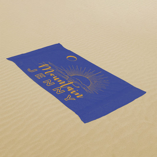 Lofaris Navy Blue Sunshine Custom Name Beach Towel