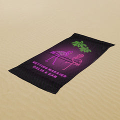 Lofaris Neon Flamingo Personalized Bachelorette Beach Towel
