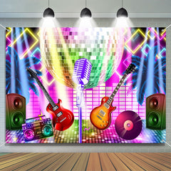 Lofaris Neon Light Ball Music Band Dance Party Backdrop