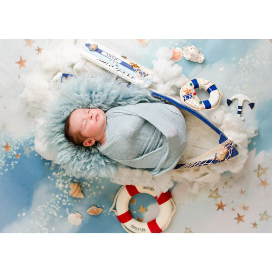 Lofaris Newborn Boat Cloud Star Nautical Birthday Backdrop