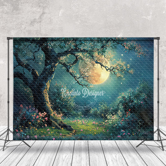 Lofaris Night Moon Blossom Tree Grass Undergrowth Backdrop