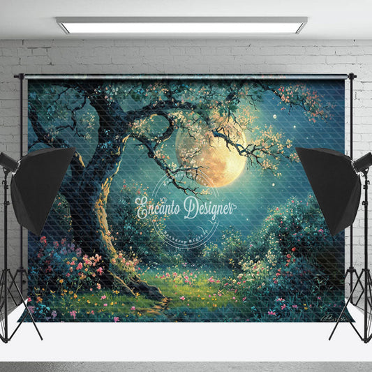 Lofaris Night Moon Blossom Tree Grass Undergrowth Backdrop
