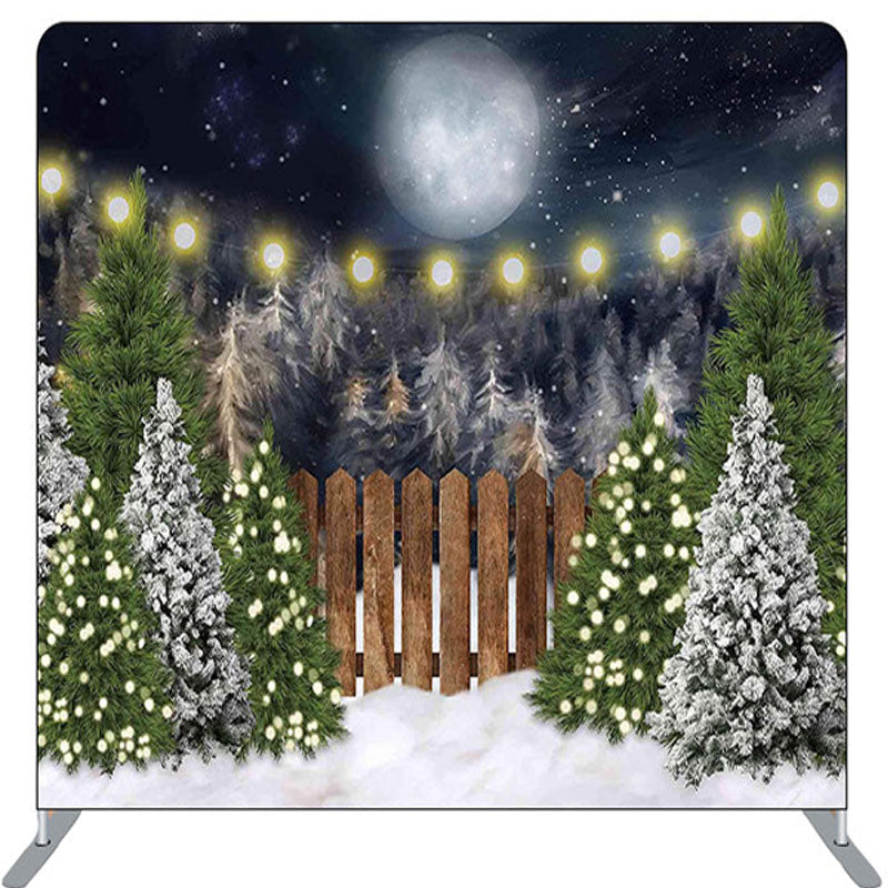 Lofaris Night Moon Snow Pin Forest Fabric Christmas Backdrop