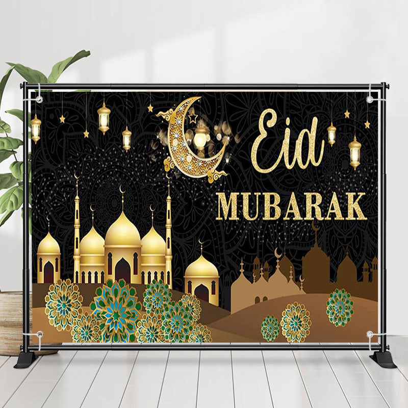 Lofaris Night Sand Color Palace Eid Mubarak Backdrop