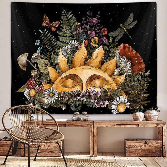 Lofaris Night Weeds Flower Insects Sleeping Sun Wall Tapestry