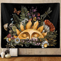 Lofaris Night Weeds Flower Insects Sleeping Sun Wall Tapestry