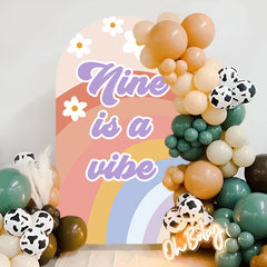 Lofaris Nine Is A Vibe Groovy Rainbow Birthday Arch Backdrop