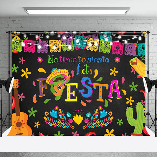 Lofaris No Time to Siesta Cactus Mexican Fiesta Backdrop